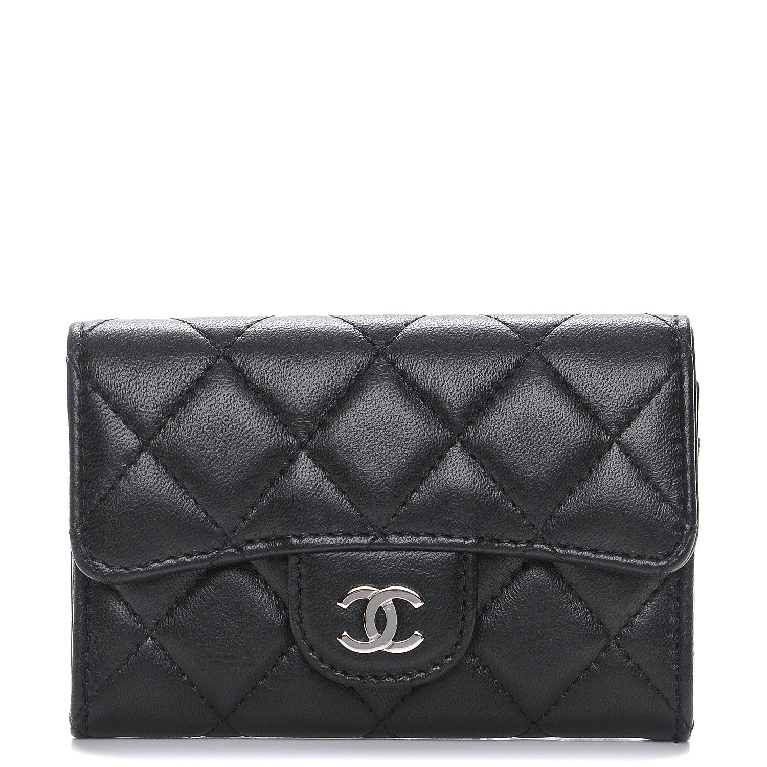 Chanel Lambskin Quilted Flap Card Holder Black 1 of 9