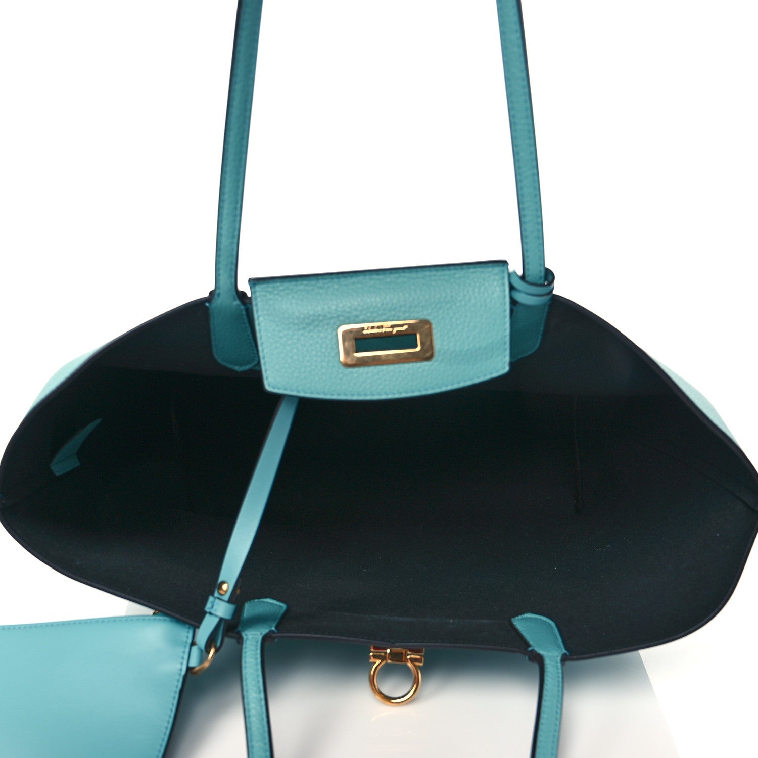 Salvatore Ferragamo Calfskin Travel Tote Tyrone Turquoise 6 of 11