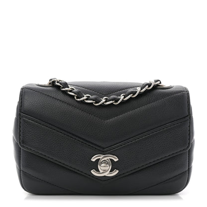 Chanel Caviar Chevron Quilted Small Single Flap Black 1 of 11