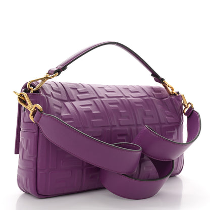 Fendi Nappa FF 1974 Embossed Large Baguette Lilla 3 of 10