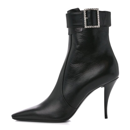 Saint Laurent Goatskin Crystal Buckle Claude 90 Ankle Booties 39.5 Black 1 of 9