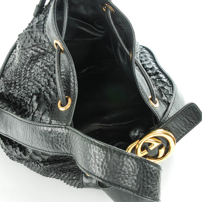 Gucci Python Medium Interlocking Icon Shoulder Bag Black 5 of 7
