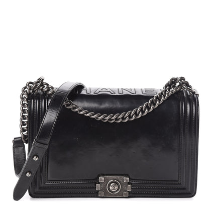 Chanel Glazed Calfskin Large Boy Flap Black 1 of 11