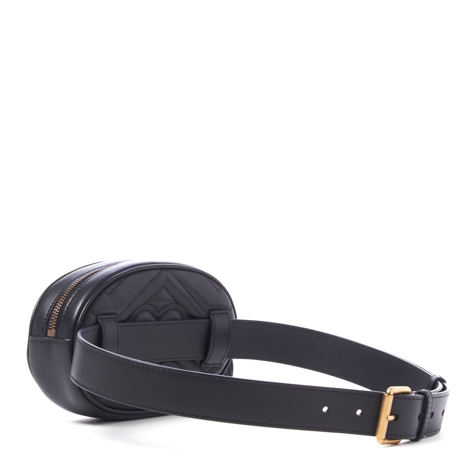 Gucci Calfskin Matelasse GG Marmont Belt Bag 85 34 Black 3 of 10