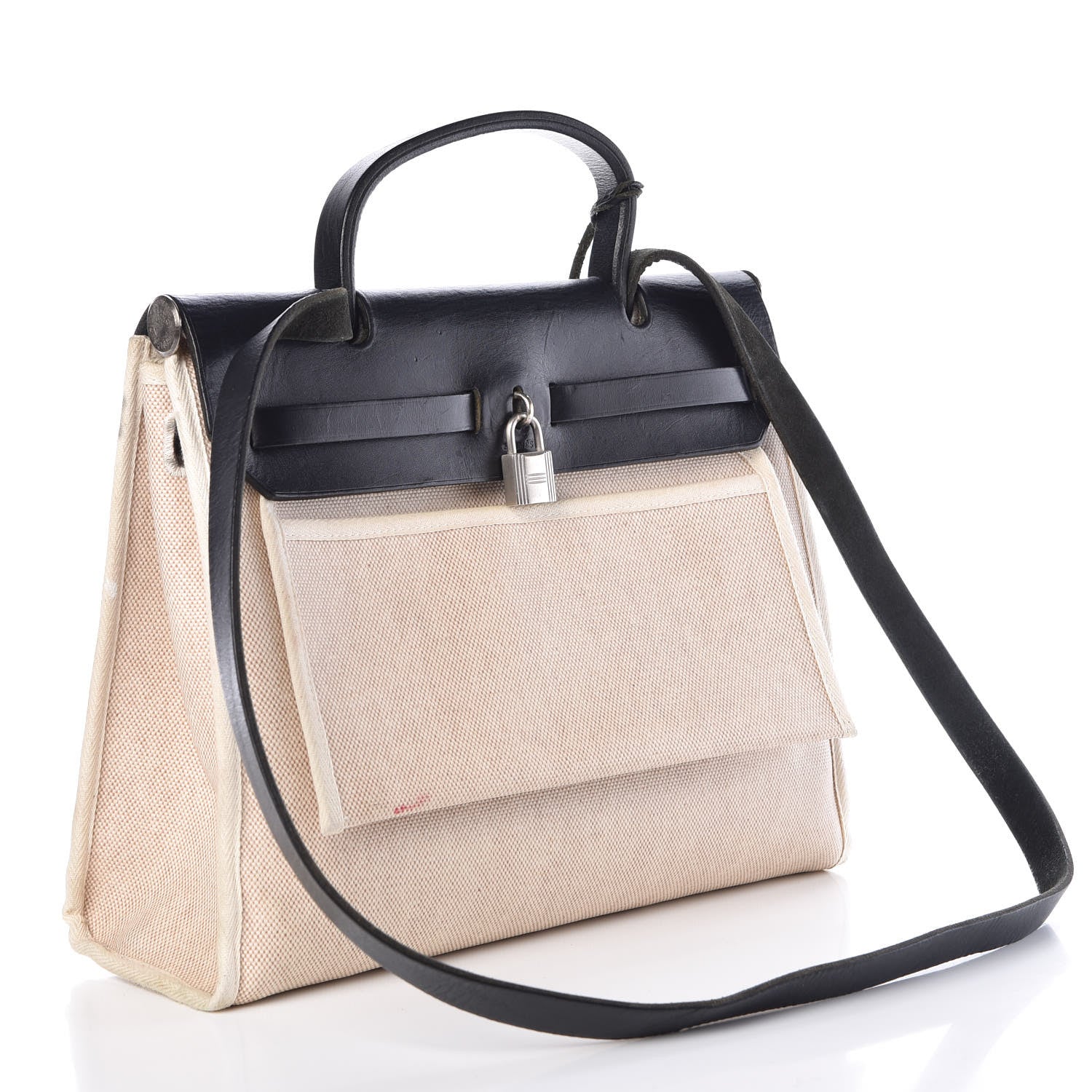 Hermes Toile Vache Calfskin Herbag 30 PM Natural Black 4 of 20