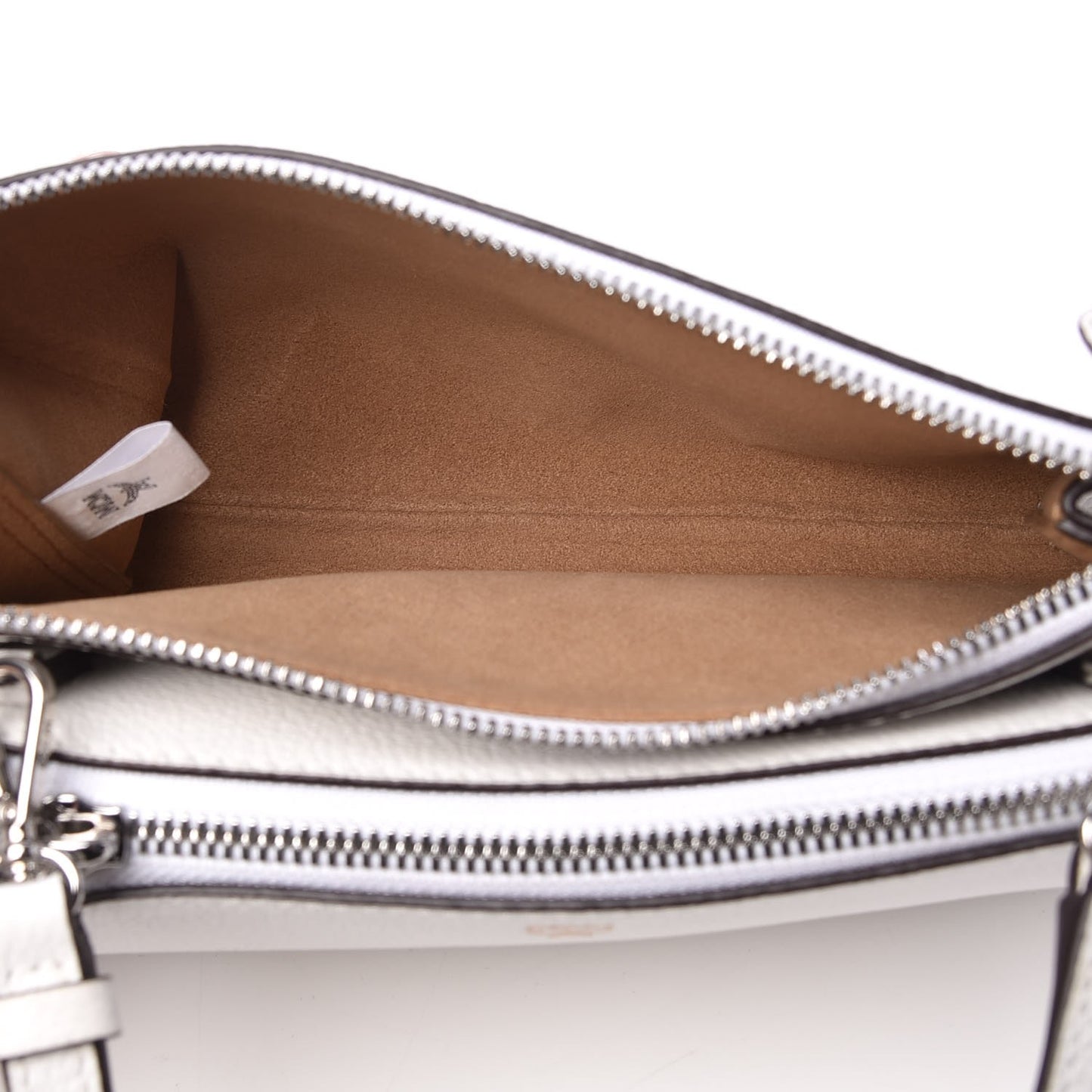 Grained Calfskin Milla Double Crossbody Bag White