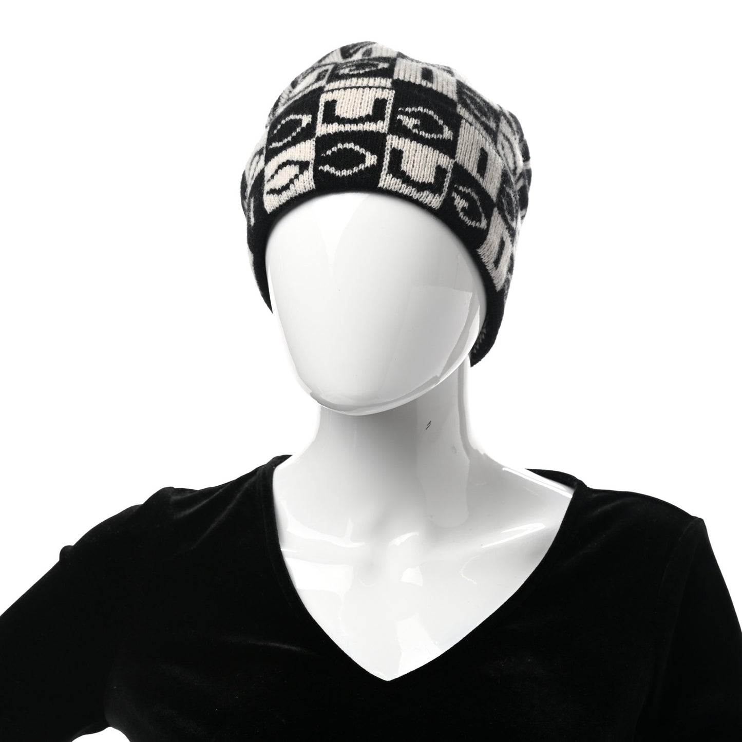 Wool Appside Beanie L Black Ivory