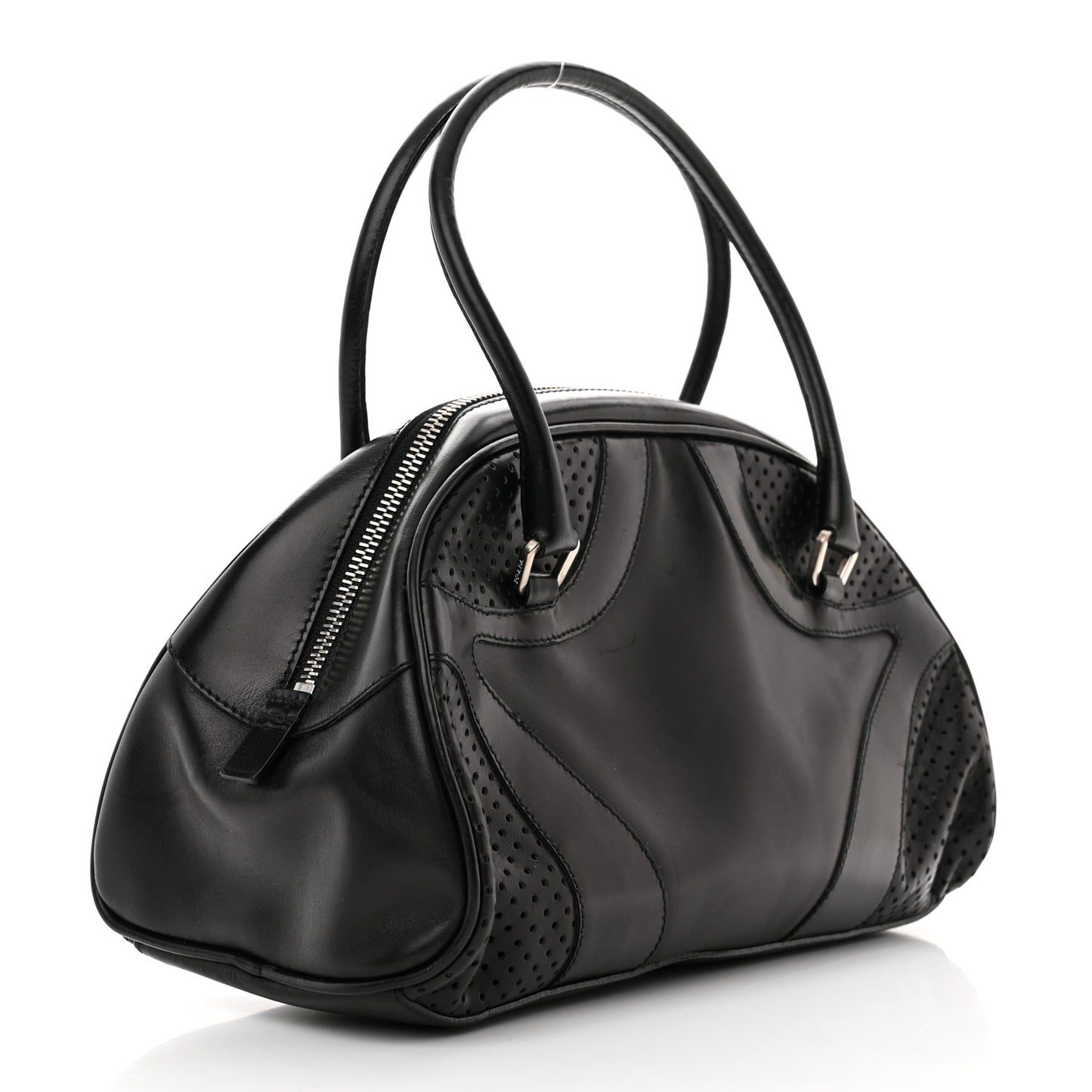 Vitello Drive Perforated Bowling Bag Black