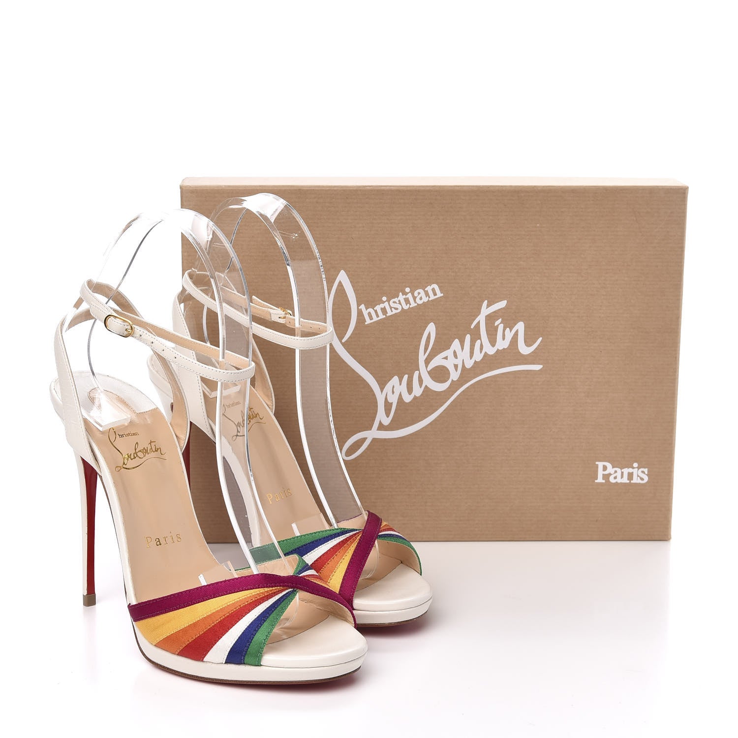 Christian Louboutin Shiny Nappa Naseeba 120 Sandals 37.5 Multicolor Latte 8 of 8