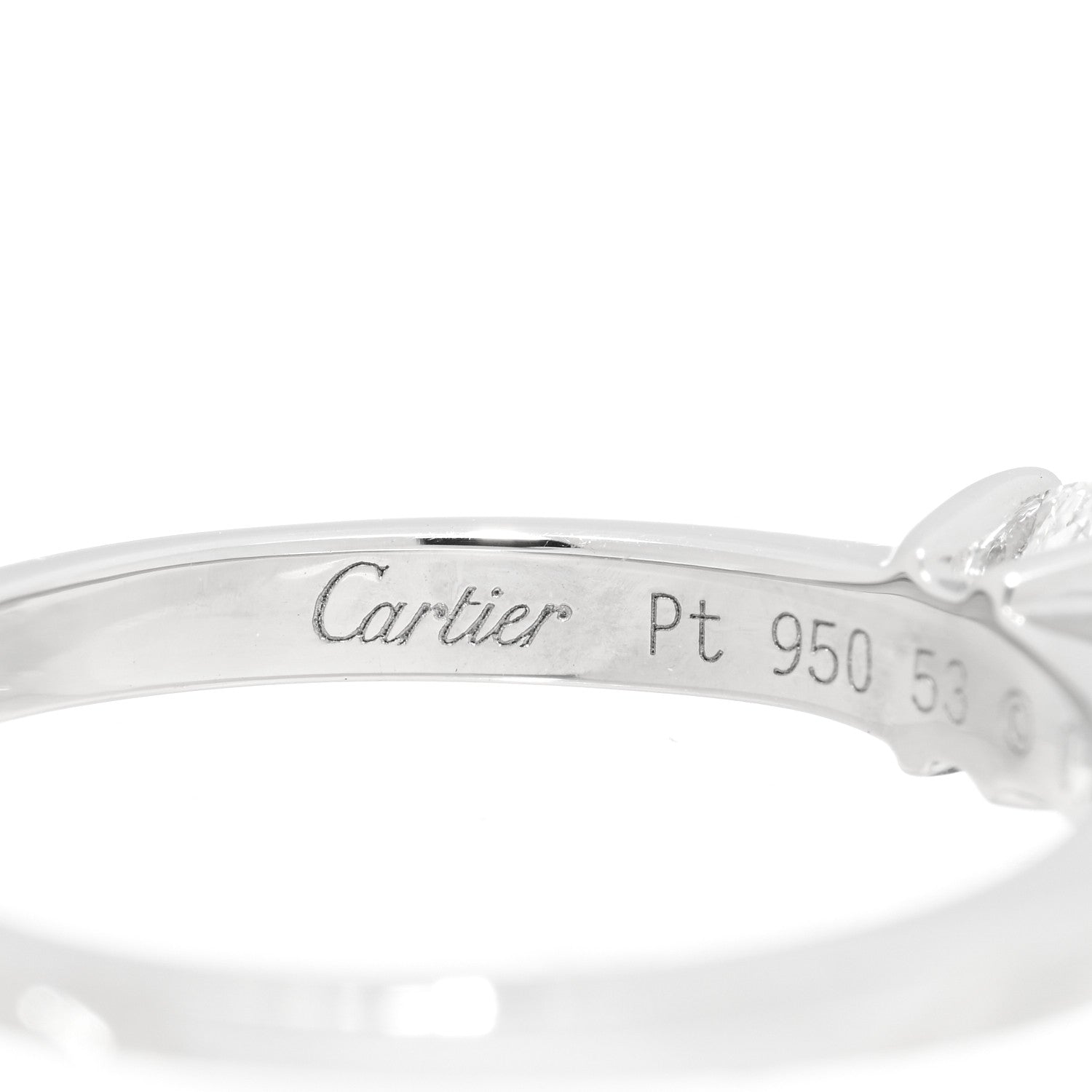 Cartier Platinum .24ct Diamond Solitaire Engagement Ring 53 6.5 4 of 5