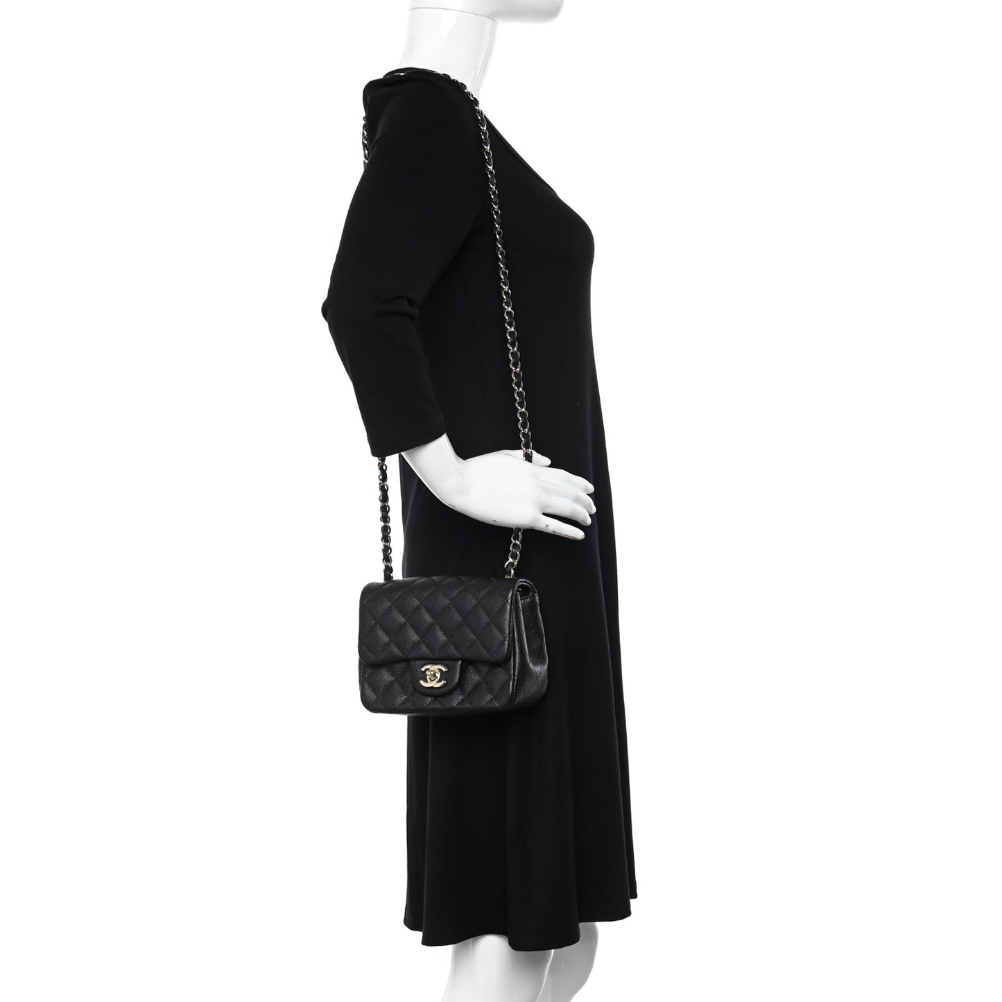 Caviar Quilted Mini Square Flap Black