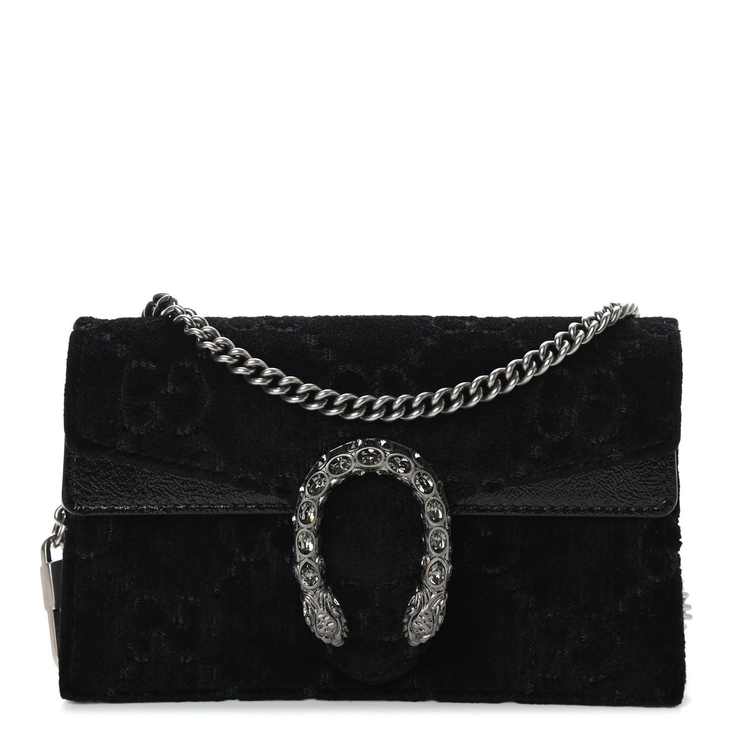 Velvet GG Monogram Super Mini Dionysus Shoulder Bag Black