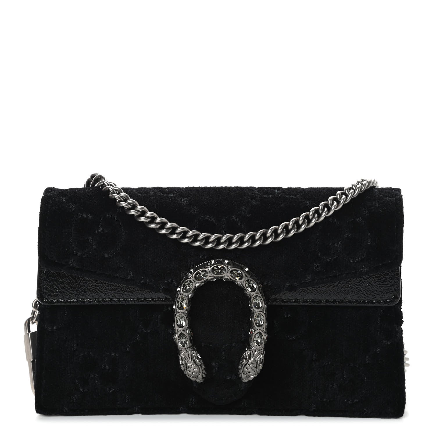 Gucci Velvet GG Monogram Super Mini Dionysus Shoulder Bag Black 1 of 7