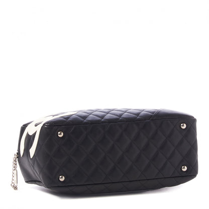 Chanel Calfskin Quilted Large Cambon Bowler Black White 4 of 9