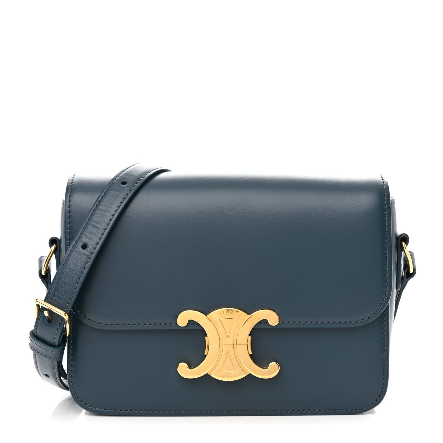 Shiny Calfskin Teen Triomphe Petrol