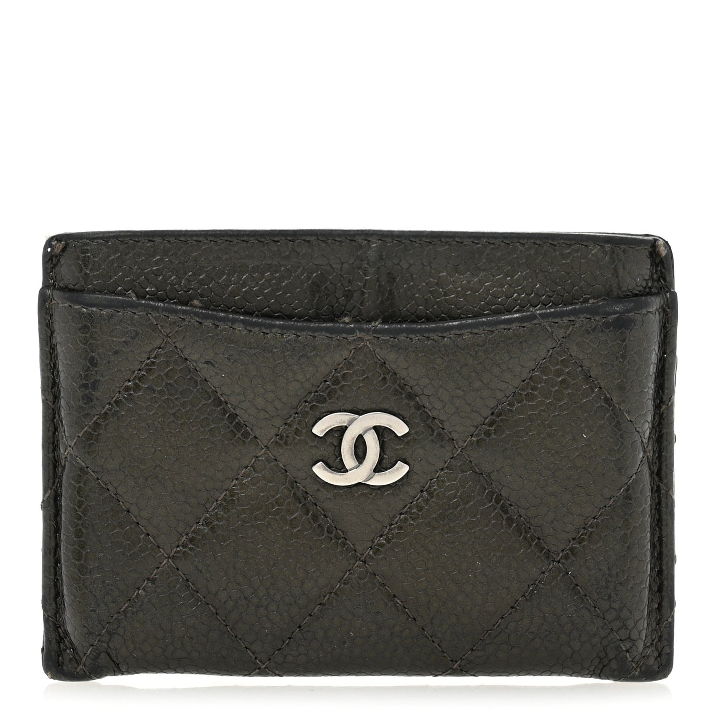 Caviar Quilted Card Holder Black