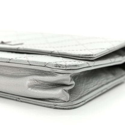 Chanel Metallic Aged Calfskin Quilted Reissue Wallet On Chain WOC Silver 11 of 15