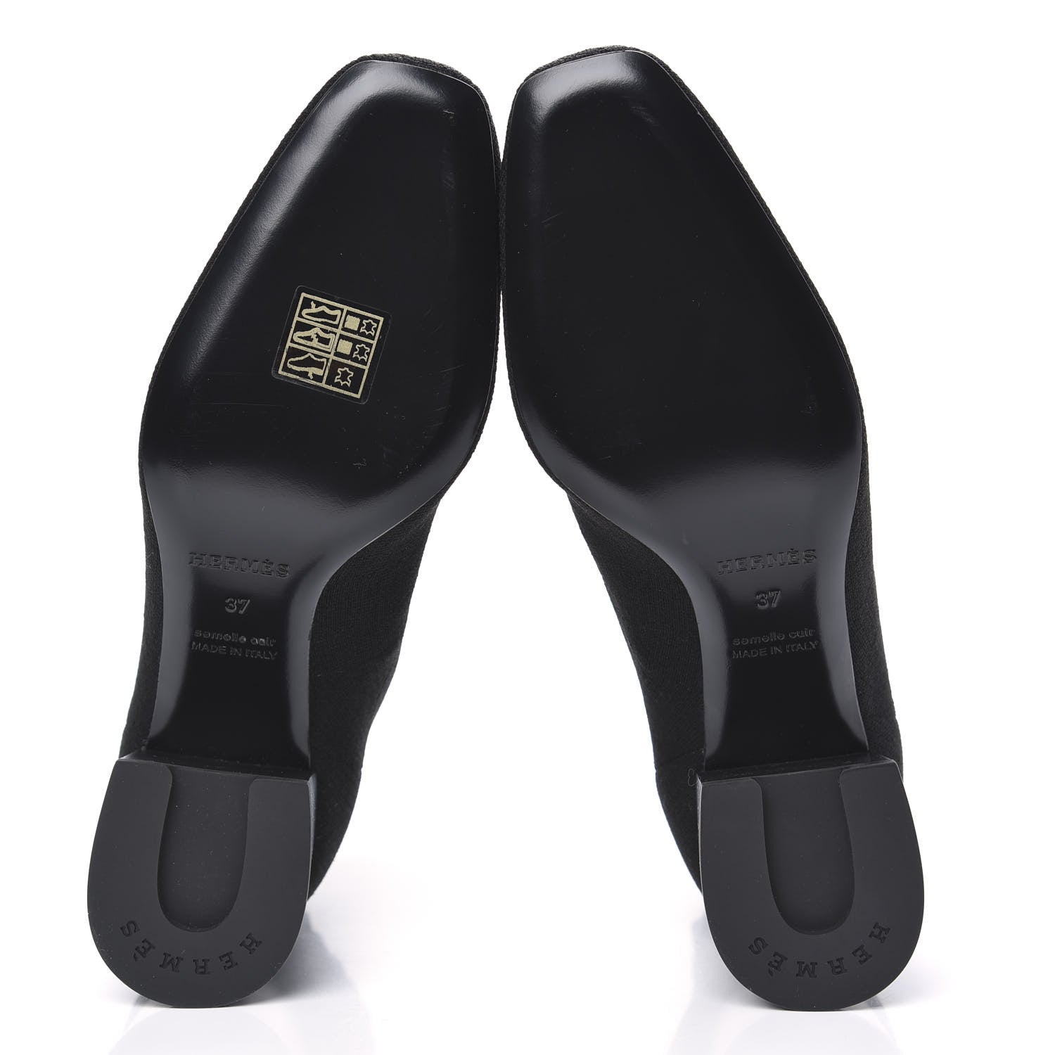 Hermes Knit Calfskin Volver Ankle Boots 37 Black 5 of 9