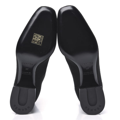 Hermes Knit Calfskin Volver Ankle Boots 37 Black 5 of 9