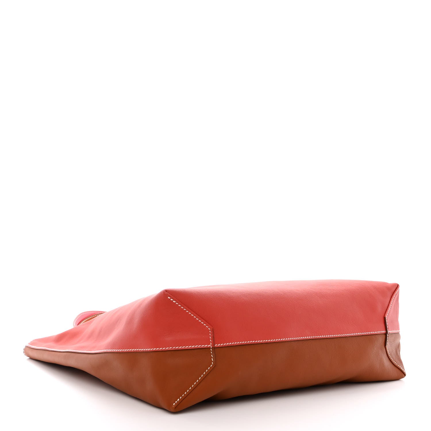 Hermes Veau Sikkim Double Sens 36 Reversible Tote Gold Rose Azalee Rouge Casaque Brique 13 of 17