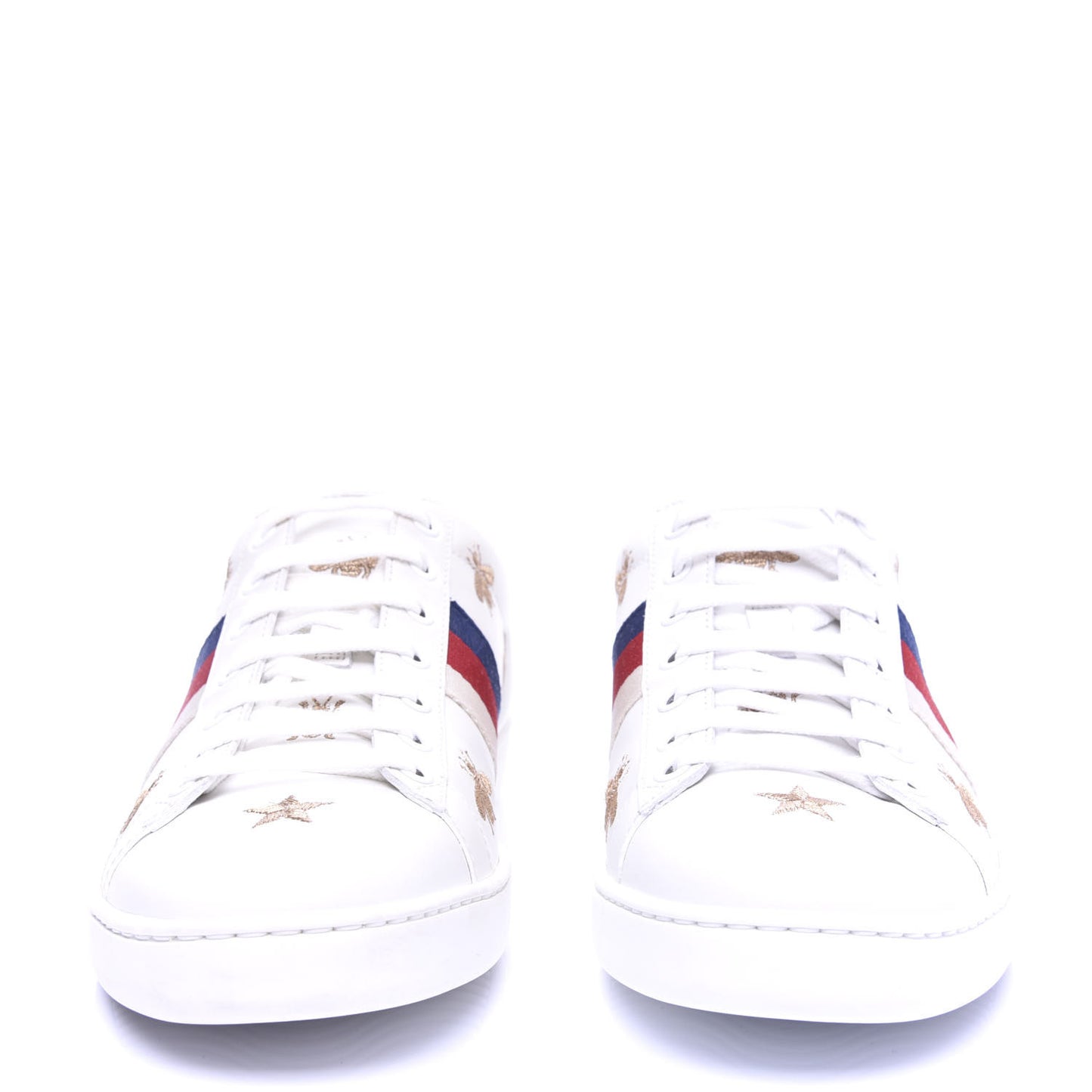 Calfskin Bee Star Embroidered Sylvie Web Ace Sneakers 38.5 White