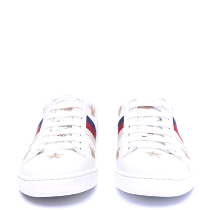 Gucci Calfskin Bee Star Embroidered Sylvie Web Ace Sneakers 38.5 White 2 of 10