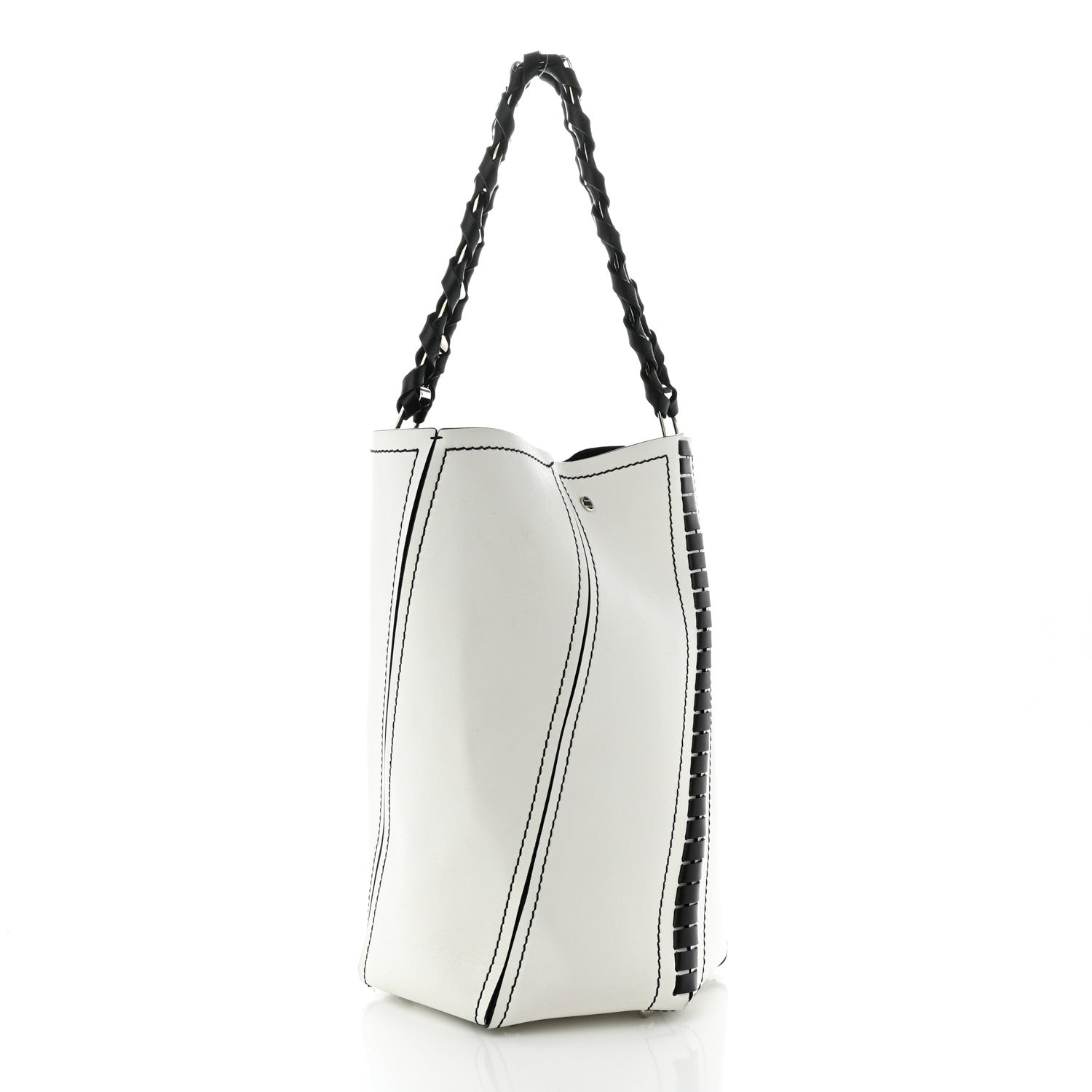 Proenza Schouler Smooth Calfskin Medium Hex Bucket Bag Black White 4 of 12
