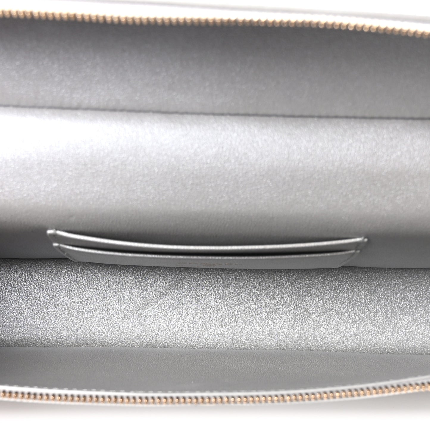Lizard Embossed Top Handle Slim Vanity With Chain Silver