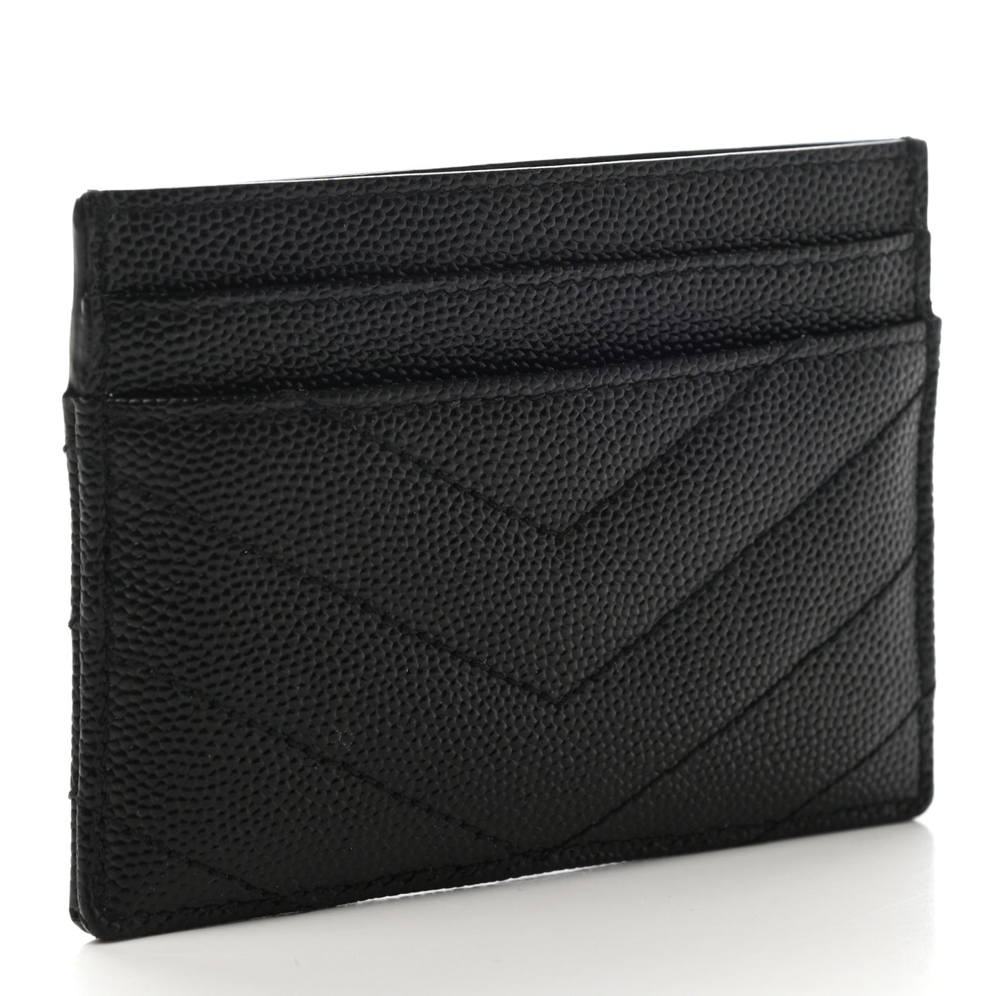 Grain De Poudre Matelasse Chevron Monogram Credit Card Case Black