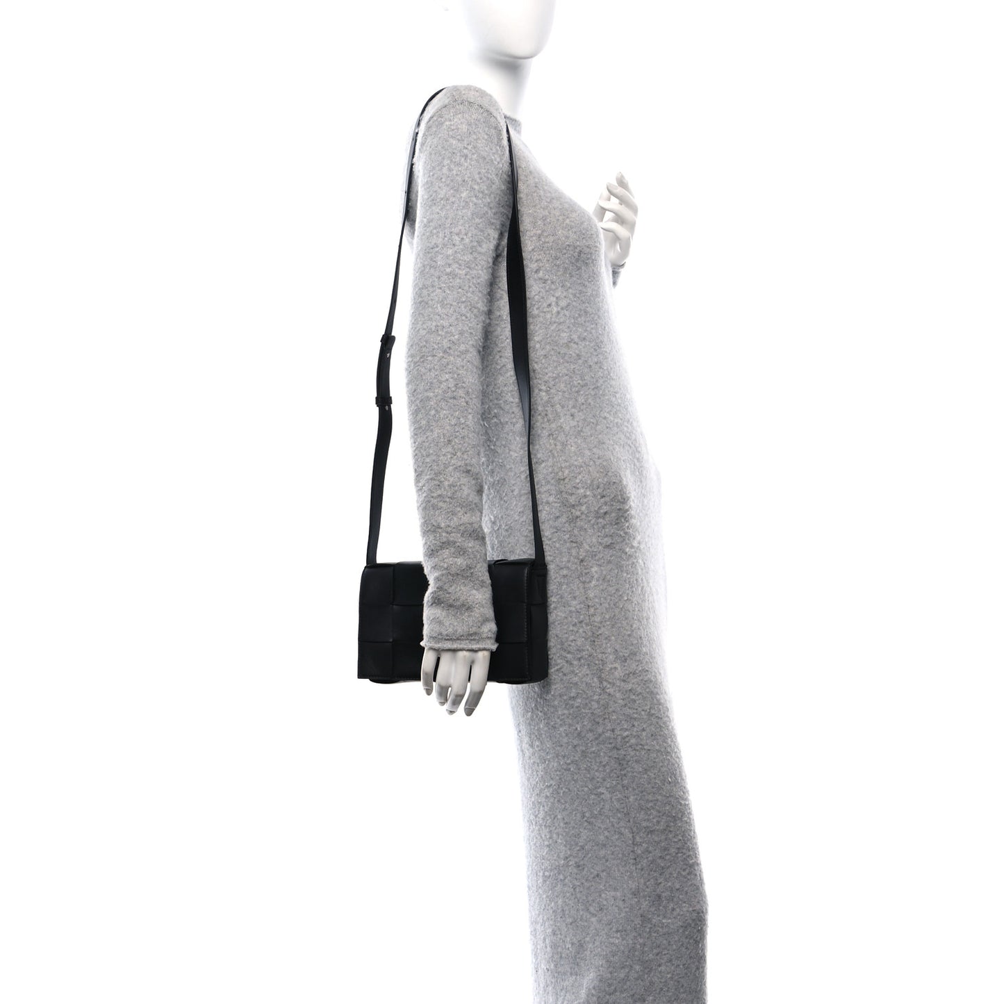 Lambskin Maxi Intrecciato Cassette Crossbody Bag Black