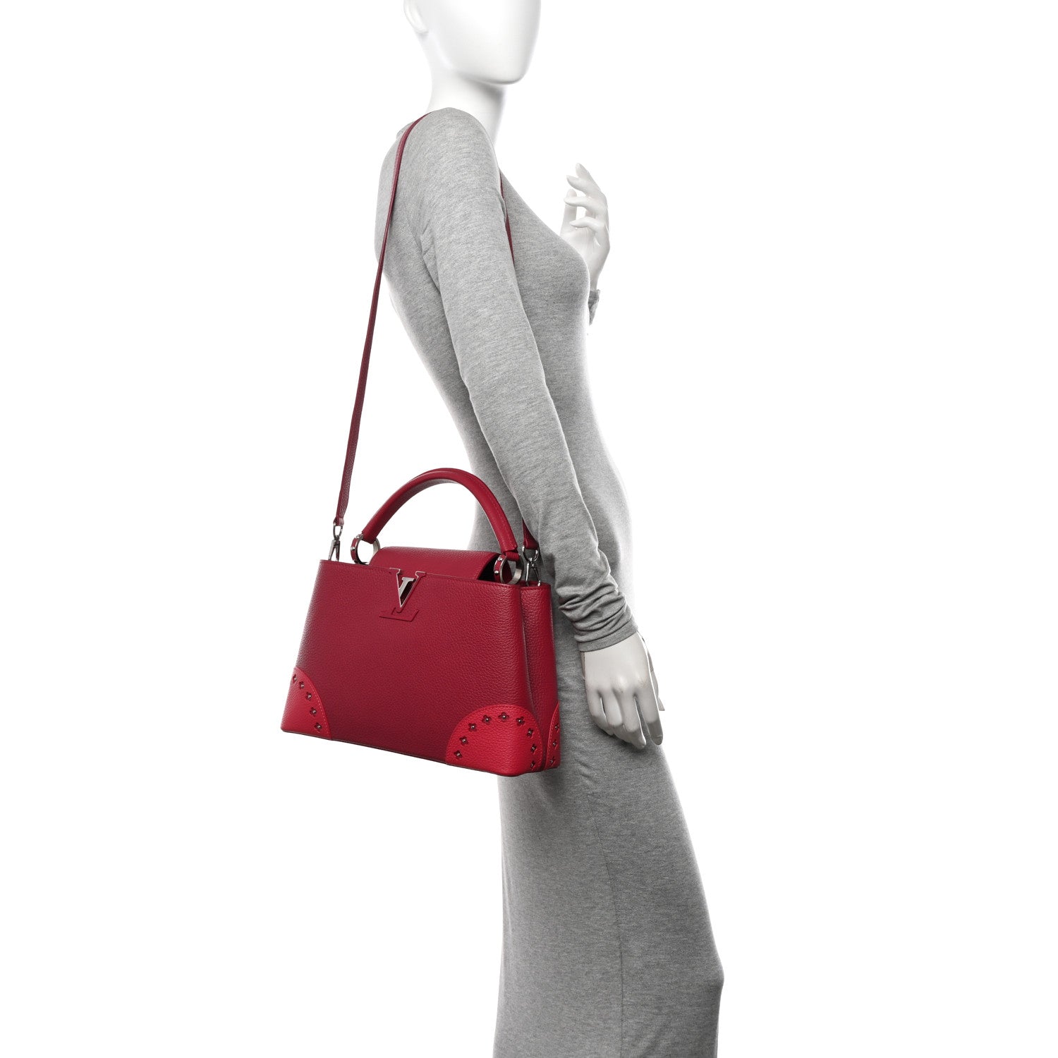 Louis Vuitton Taurillon Flowers Capucines PM Fuchsia 2 of 9