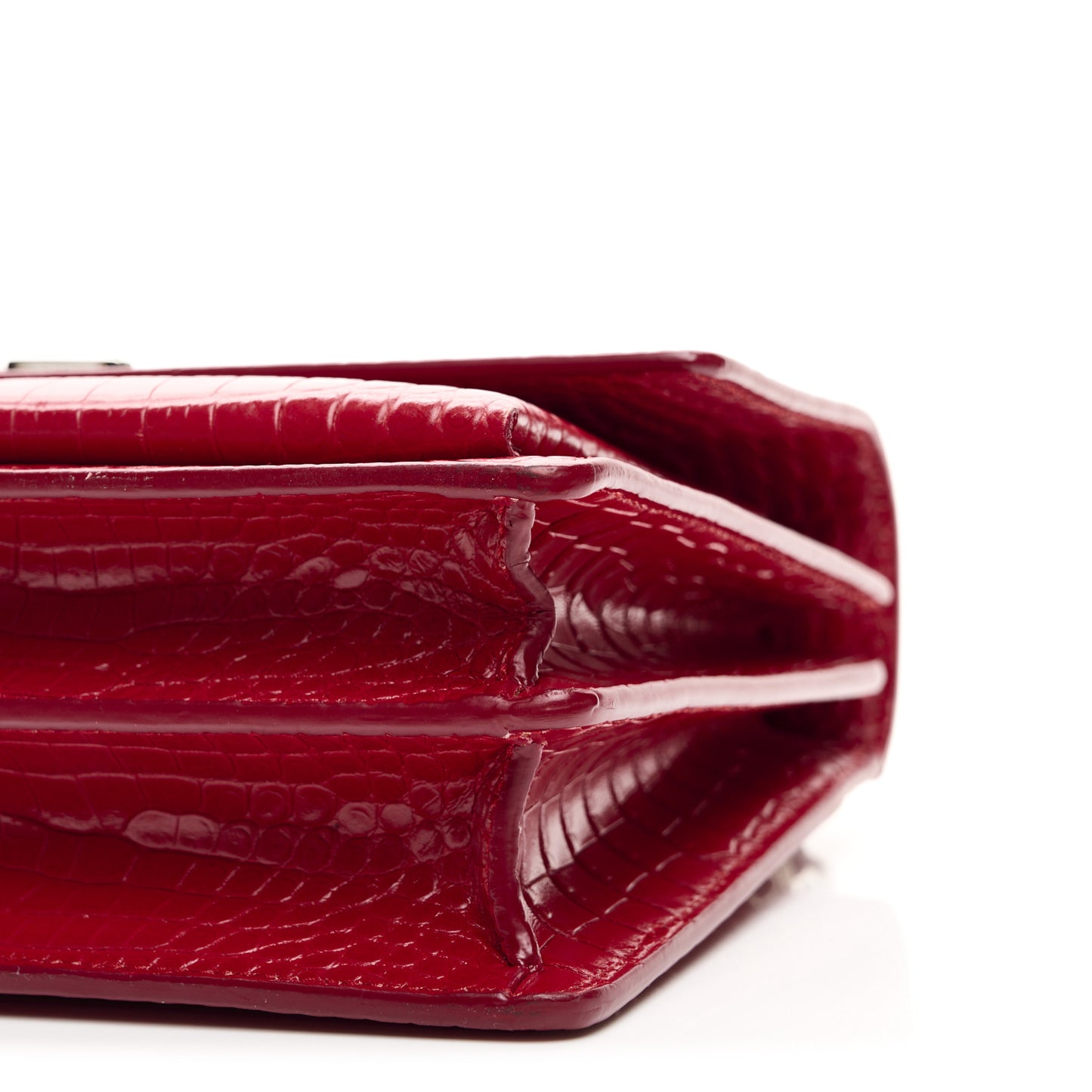 Calfskin Crocodile Embossed Medium Monogram Sunset Rouge Eros