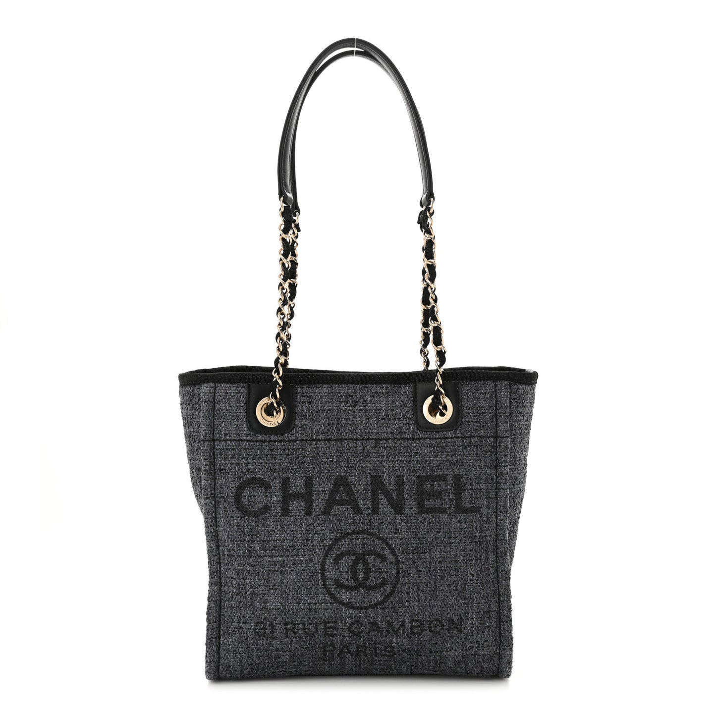 Lurex Boucle Mini Deauville Tote Black