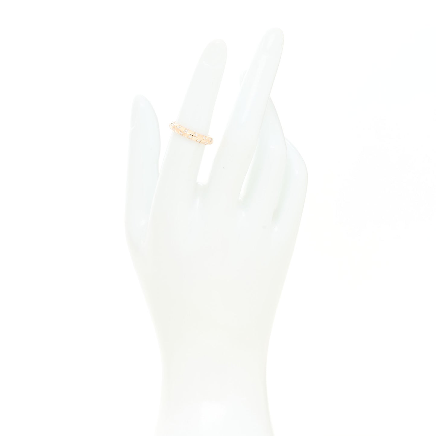18K Pink Gold Diamond Le Damier Ring 51 5.75