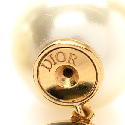 Christian Dior Pearl Logo Tribal Earrings Gold Black 4 of 5