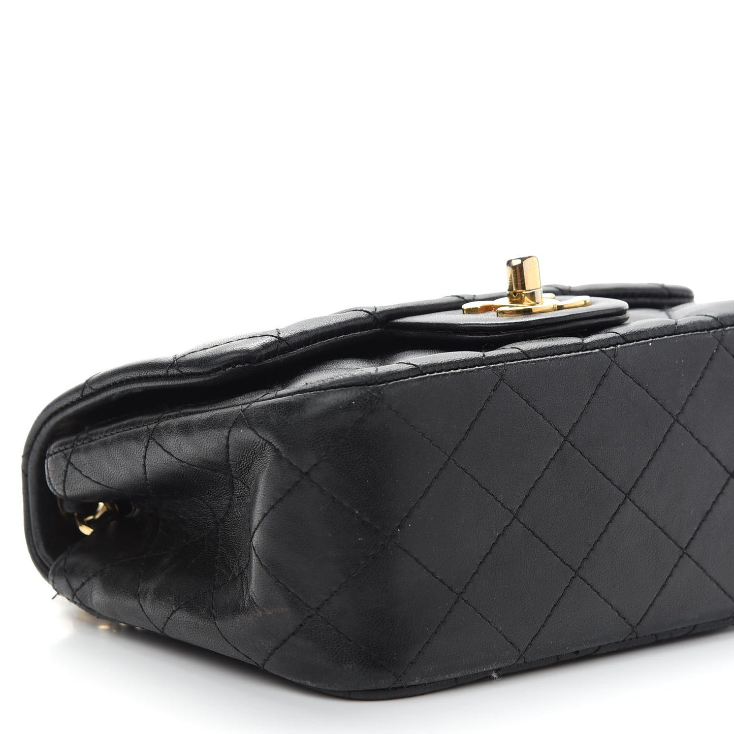 Lambskin Quilted Mini Square Flap Black