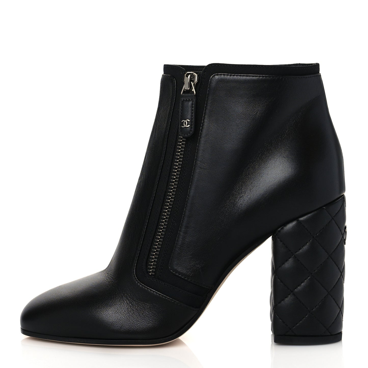Lambskin Quilted CC Booties 39.5 Black