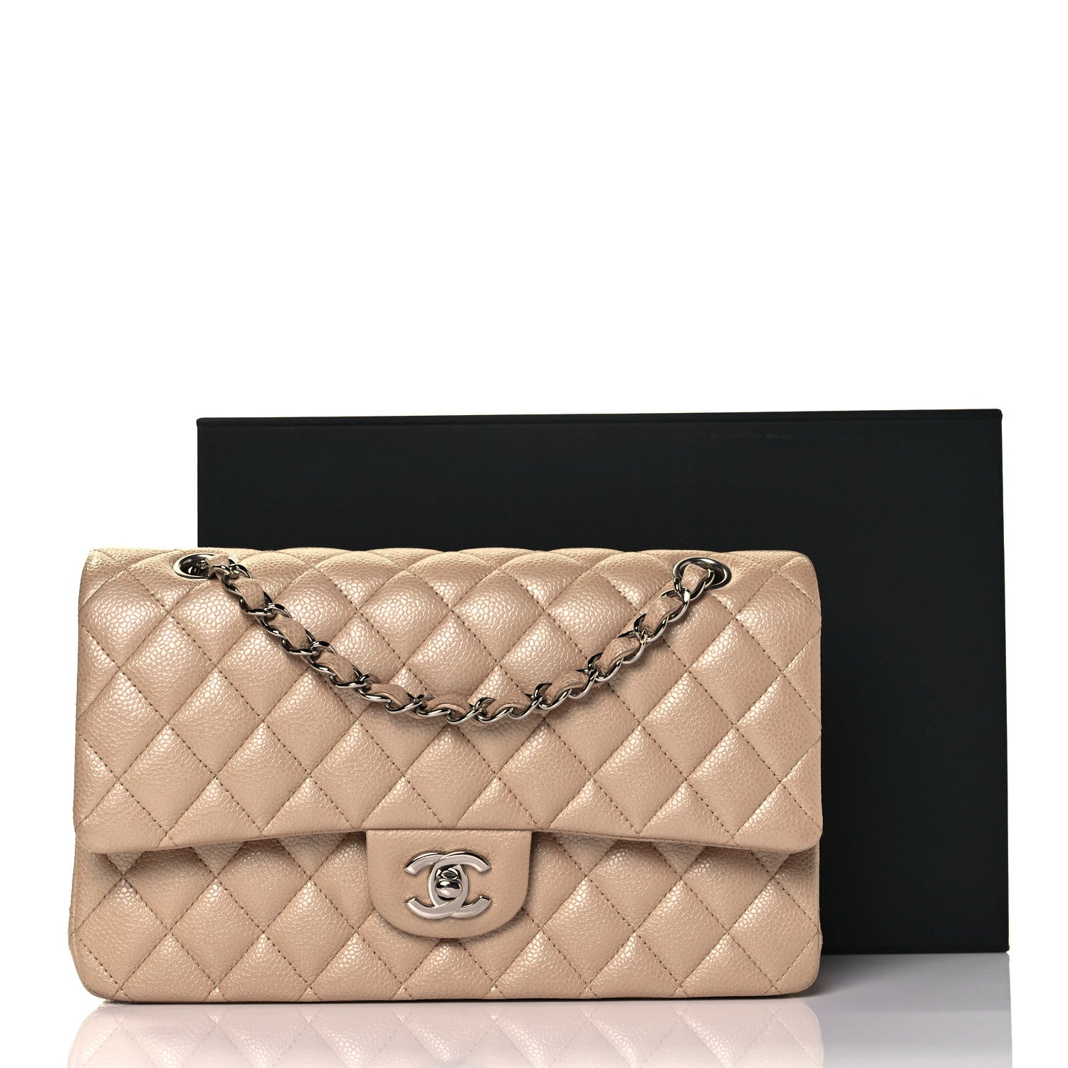 Chanel Iridescent Caviar Quilted Medium Double Flap Beige 12 of 12