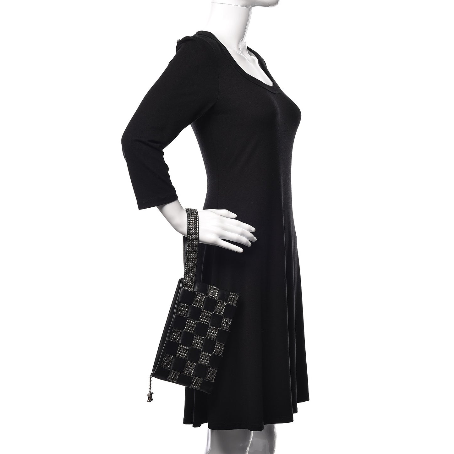 Lambskin Crystal Wristlet Black