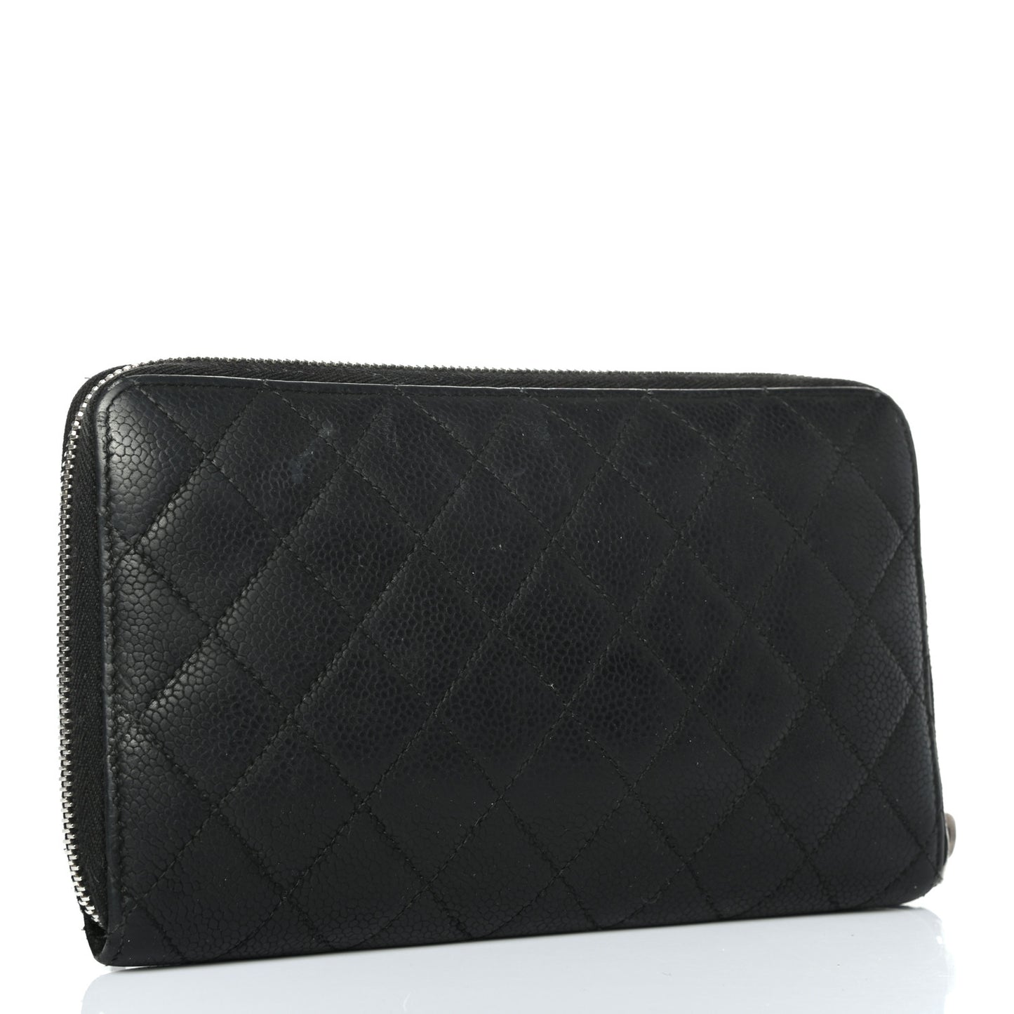 Caviar Quilted Large Zip Around Organizer Wallet Black
