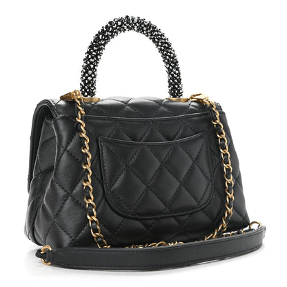 Chanel Calfskin Crystal Quilted Extra Mini Coco Handle Flap Black 3 of 10