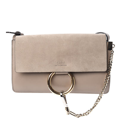 Chloe Suede Calfskin Small Faye Shoulder Bag Motty Grey 1 of 11