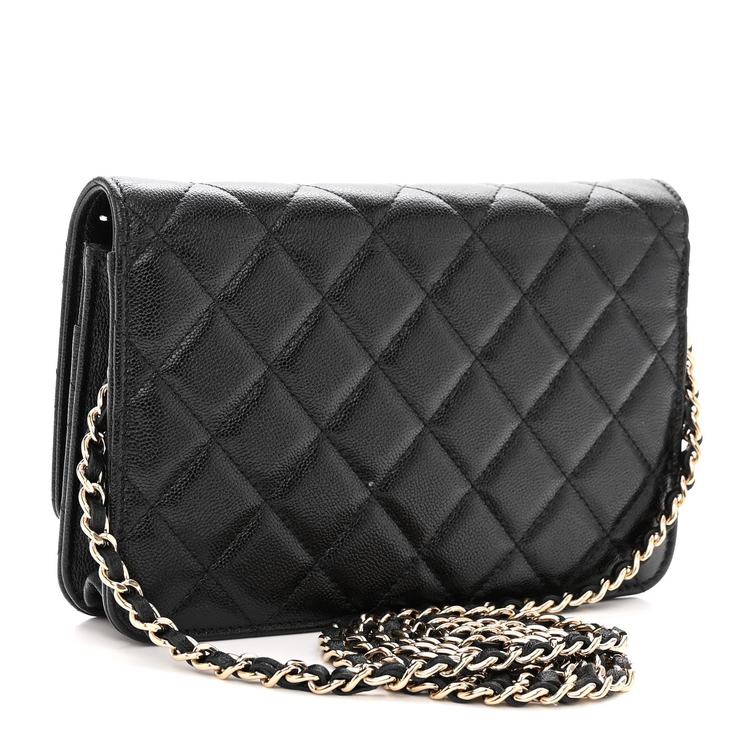 Chanel Caviar Quilted Studded CC Wallet on Chain WOC Black 3 of 12
