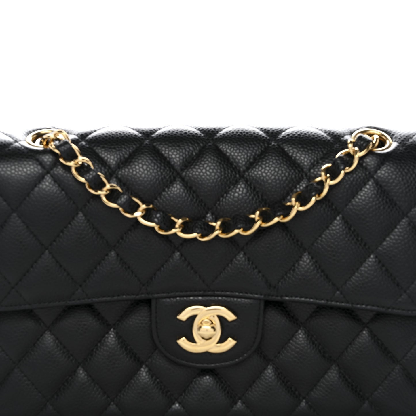 Caviar Quilted Small Double Flap Black