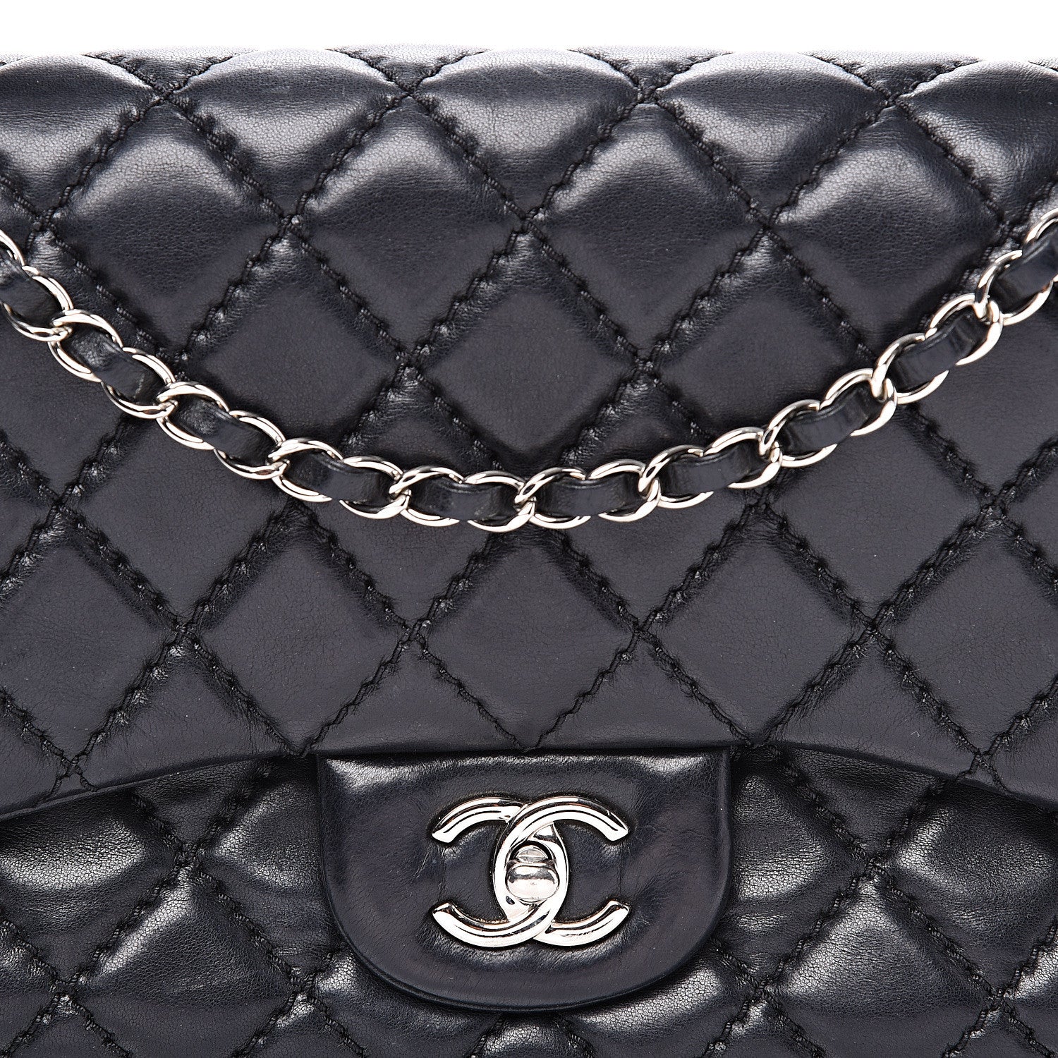 Chanel Lambskin Quilted Jumbo Easy Carry Flap Black 9 of 9