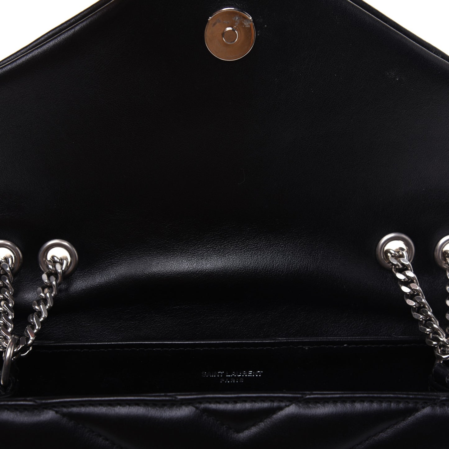 Calfskin Y Quilted Monogram Small Loulou Chain Satchel Black
