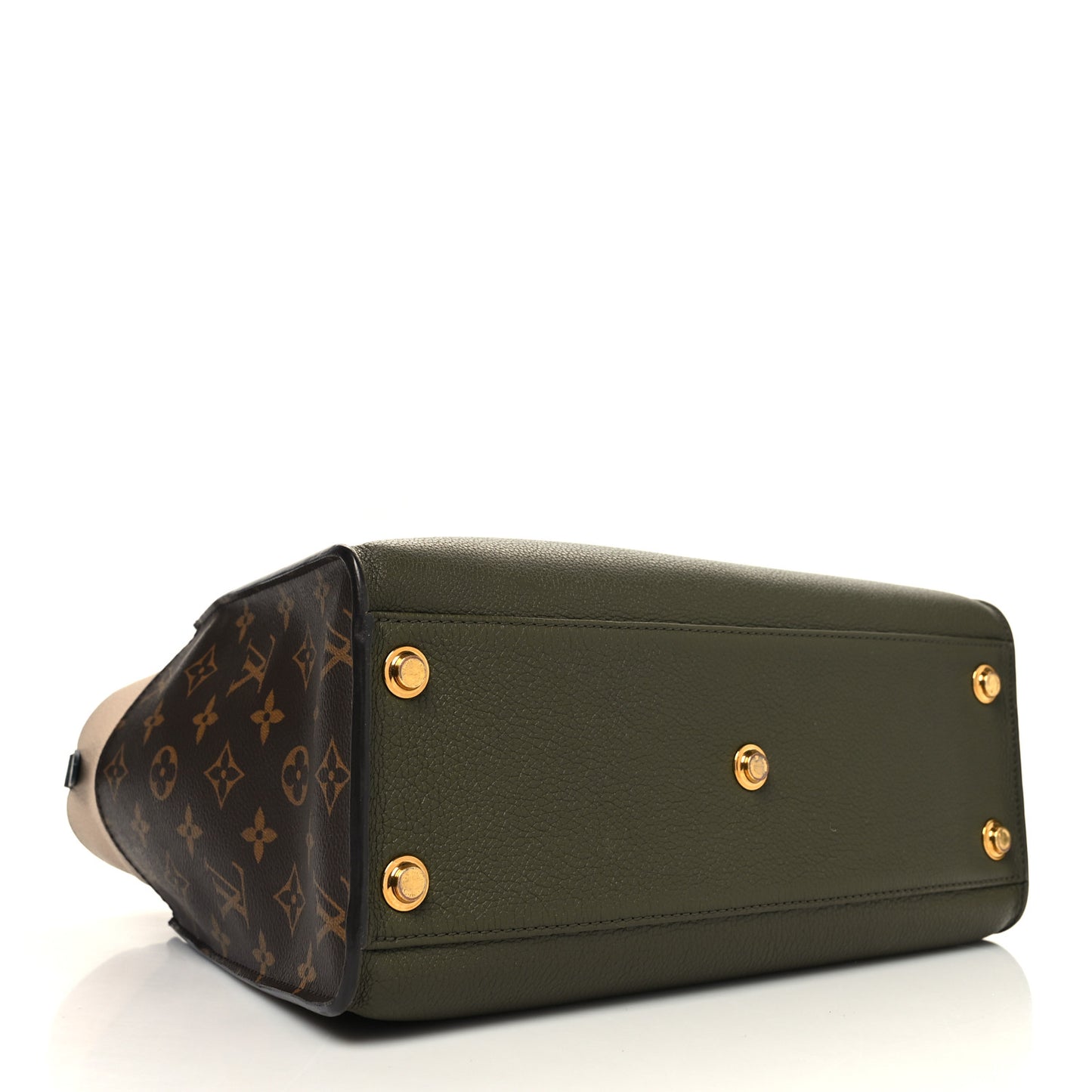 Calfskin Monogram On My Side MM Laurier Green Toffee Latte Beige