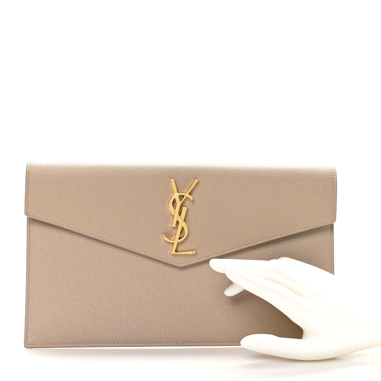 Saint Laurent Grain De Poudre Uptown Pouch Dark Beige 2 of 8