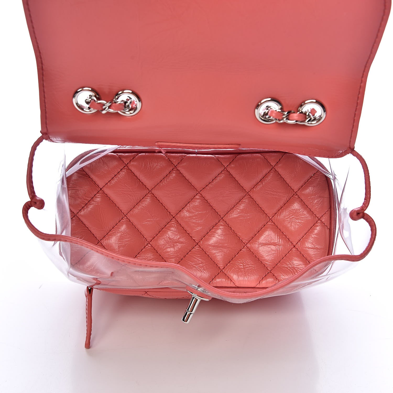 Chanel Crumpled Calfskin PVC Quilted Backpack Pink 5 of 12