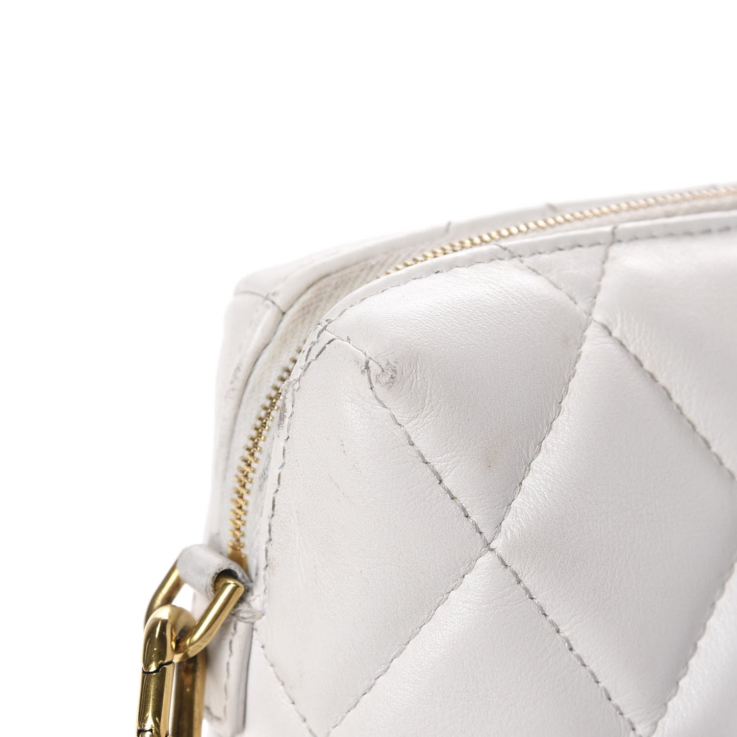 Nappa Calfskin Quilted Touch B Camera Shoulder Bag White